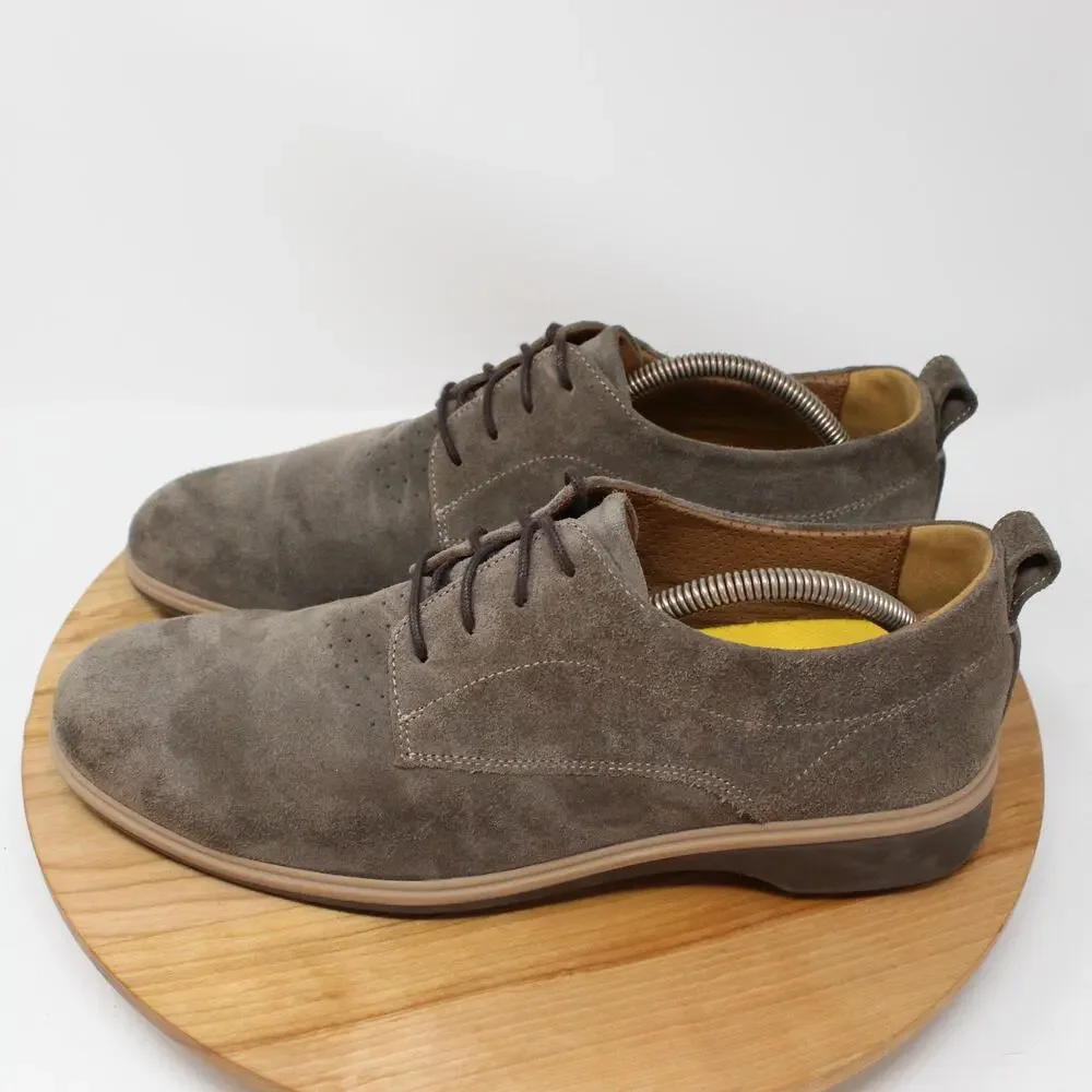 Gray Suede Derby Shoes - Men's Classic Lace-Up